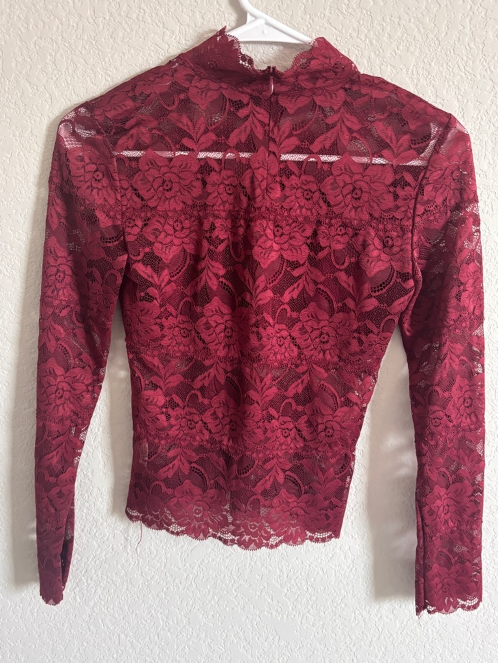 Fashion Nova Lace Long-Sleeve Top - Burgundy - Picture 3 of 3